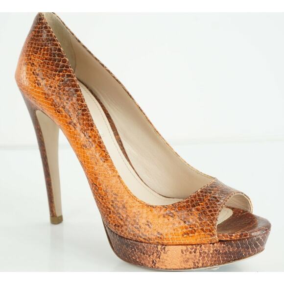 Miu Miu Snake Leather Peep Toe Platform Pumps size 38.5 New $670 Women's - Picture 2 of 12